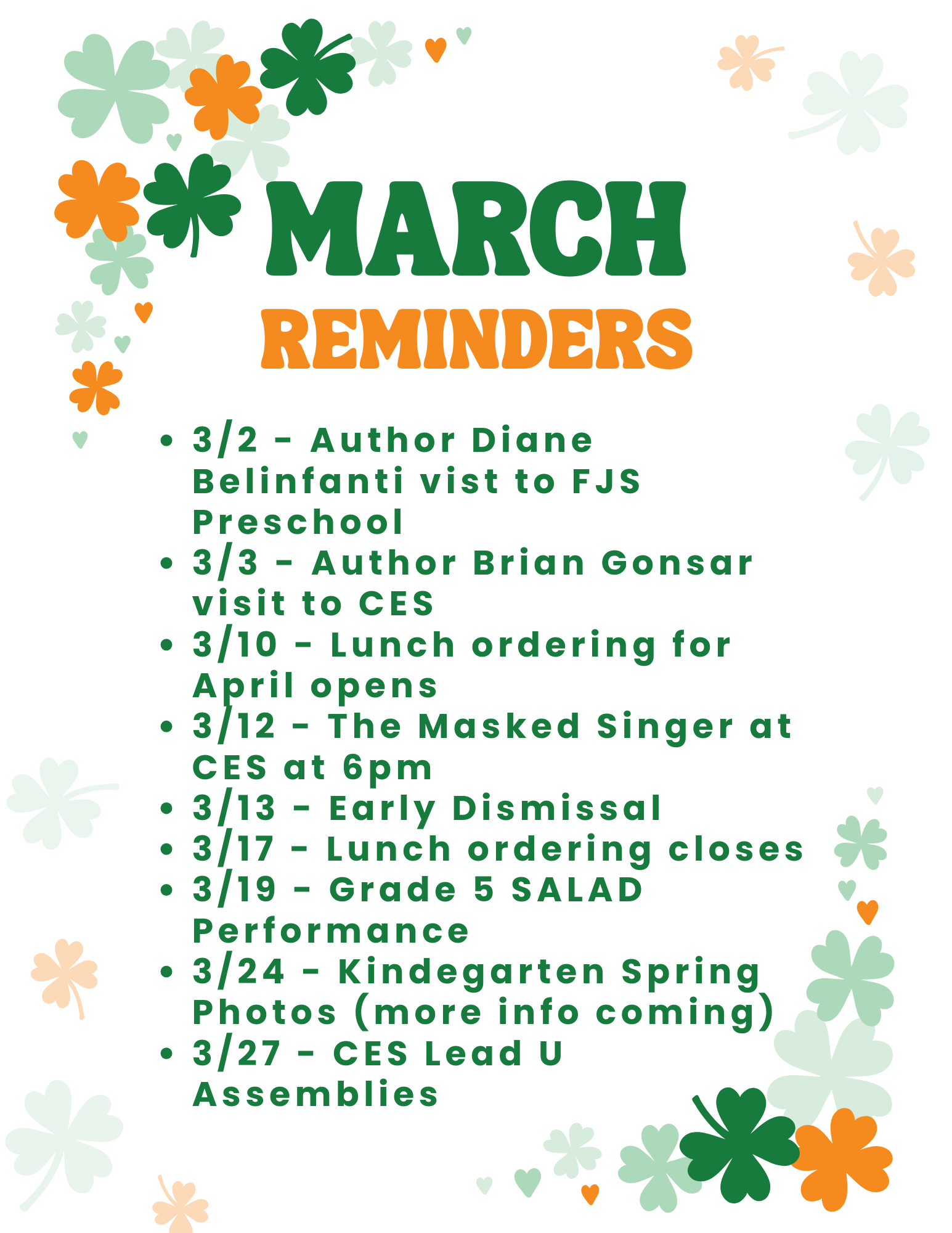 March Reminders